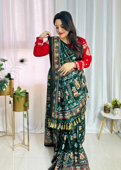 Bandhani Print Patola Saree in Vichitra Silk fabric