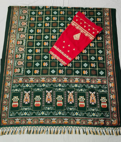 Bandhani Print Patola Saree in Vichitra Silk fabric