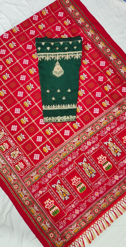 Bandhani Print Patola Saree in Vichitra Silk fabric