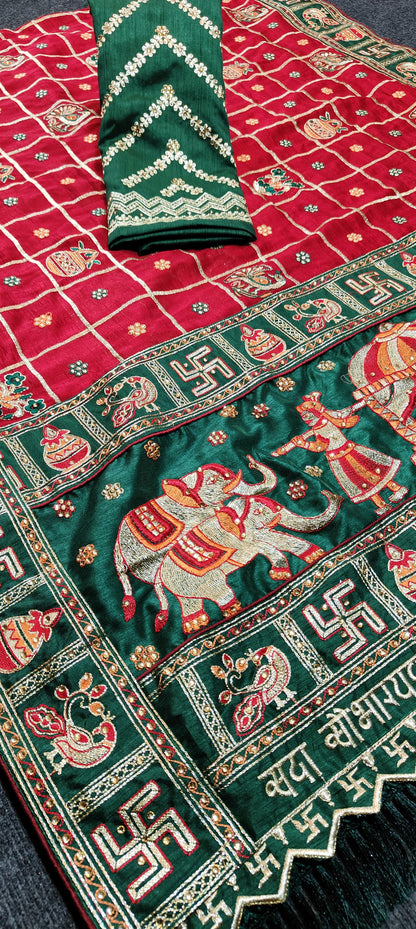 Panetar Patola Wedding & Special Occasion Saree in Red Color