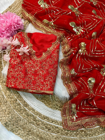 Urvashi Red Color Beautiful Partywear Bollywood Saree