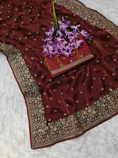 Beautiful Heavy Partywear Saree For Wedding Season