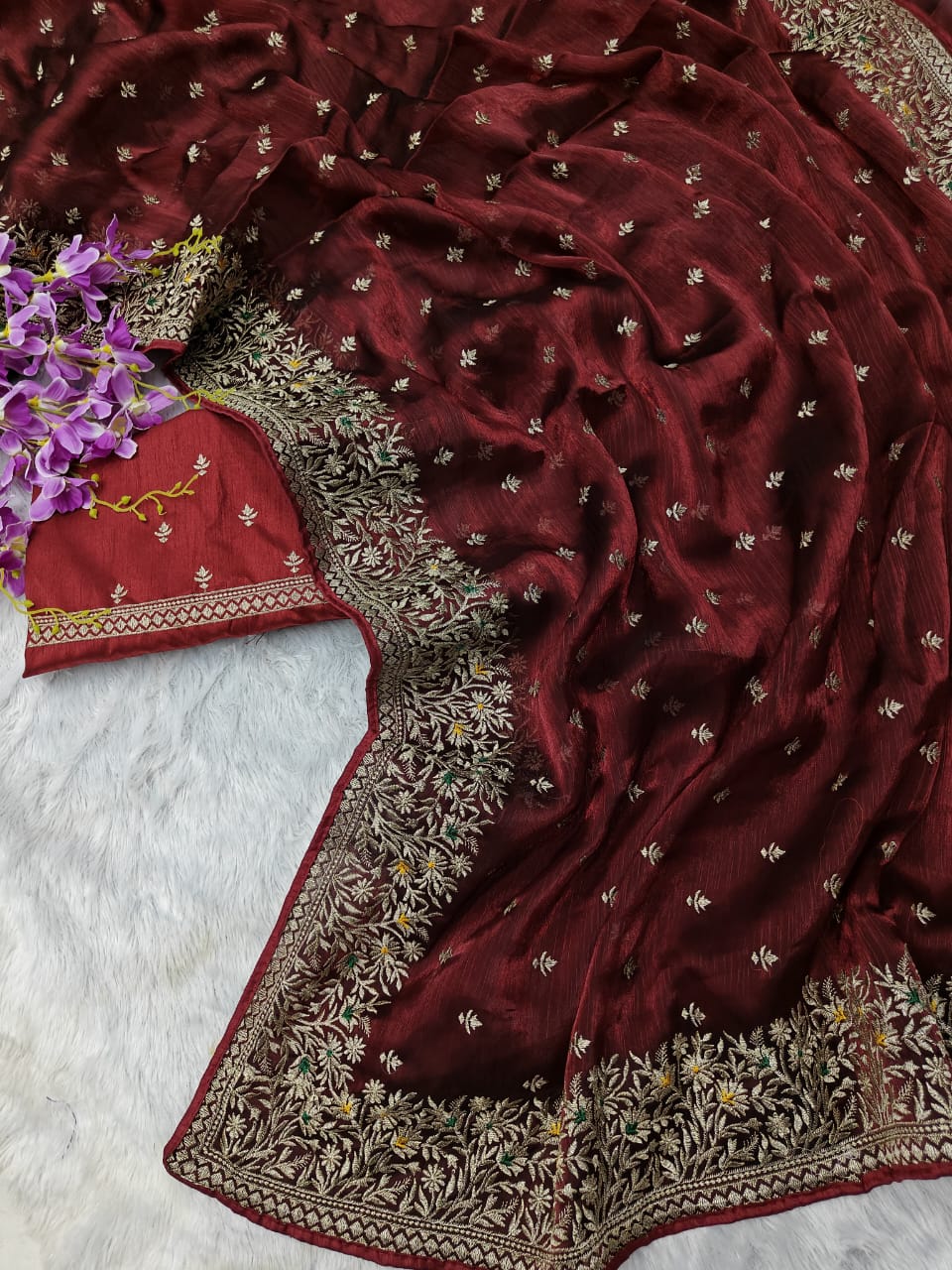 Beautiful Heavy Partywear Saree For Wedding Season