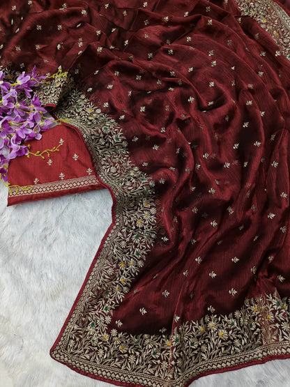 Beautiful Heavy Partywear Saree For Wedding Season