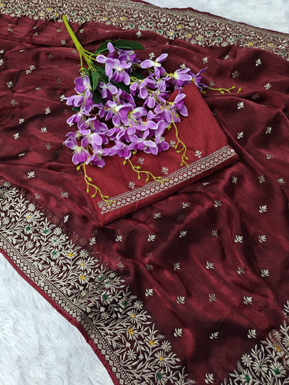 Beautiful Heavy Partywear Saree For Wedding Season