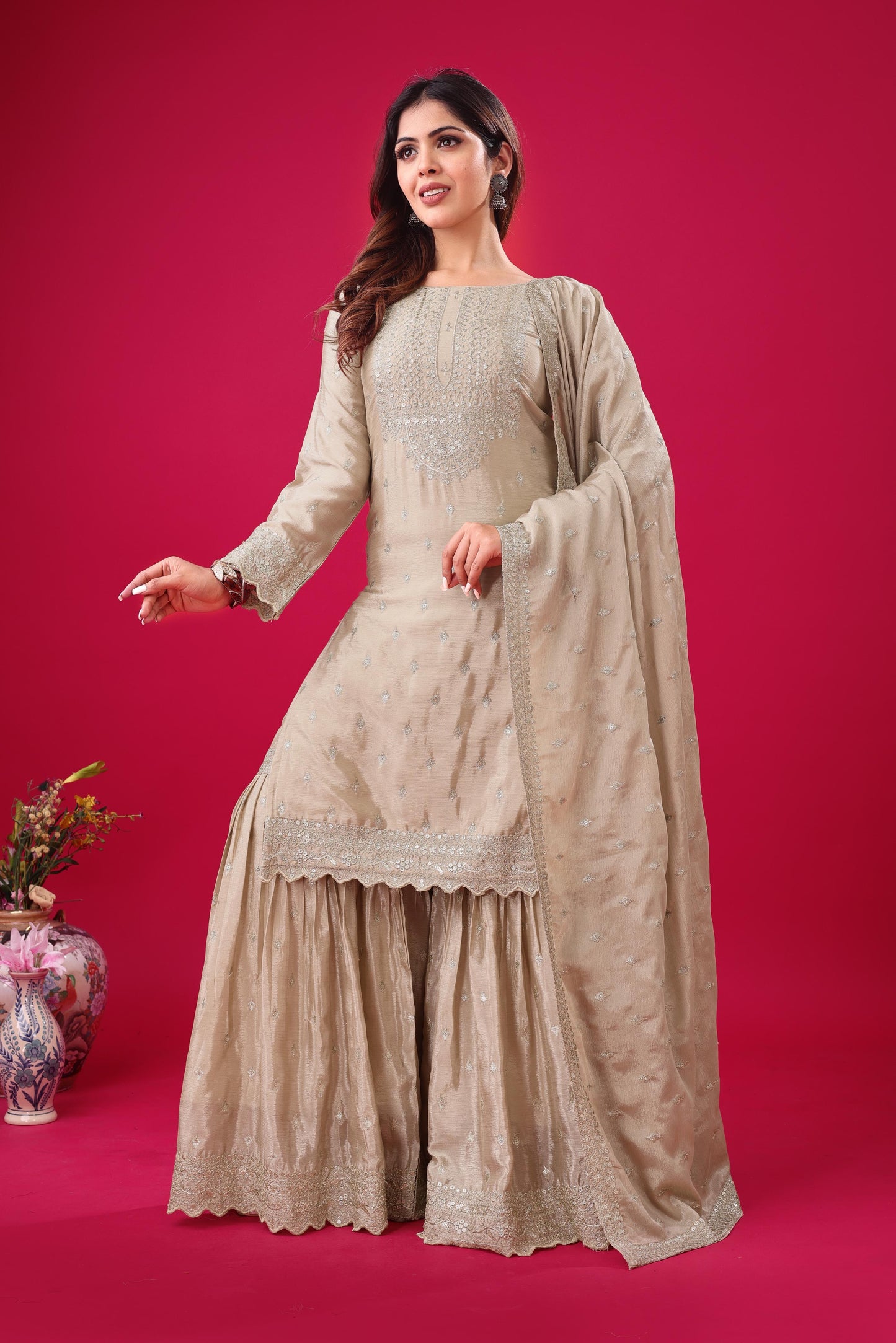 Chiku Color Beautiful Partywear Sharara Suit