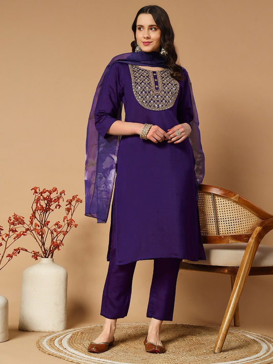 Blue Color Beautiful Summer Wear Roman Silk Dress