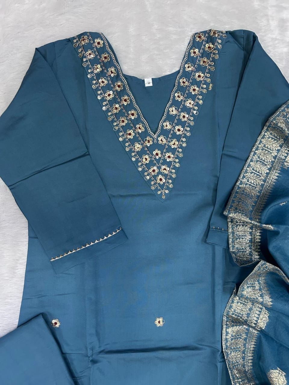 Sky Blue Color Beautiful Summer Wear 3 pics Suit