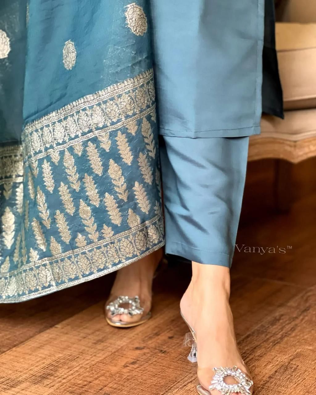Sky Blue Color Beautiful Summer Wear 3 pics Suit