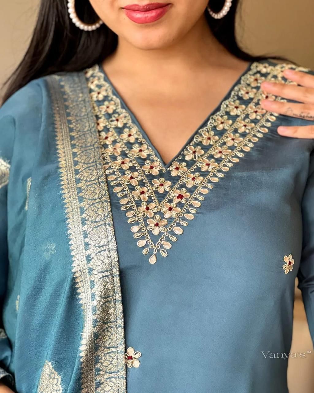 Sky Blue Color Beautiful Summer Wear 3 pics Suit
