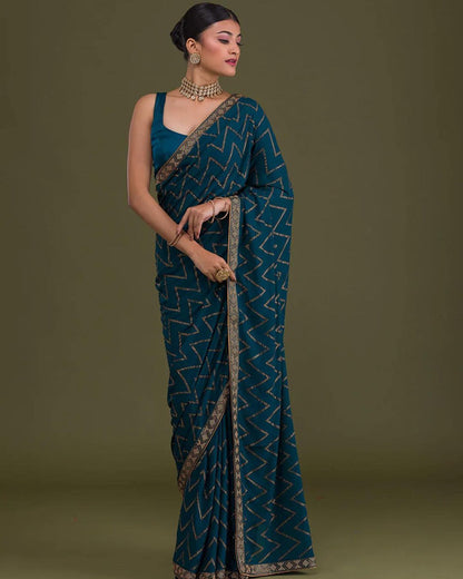 Blue Color Beauitful Soft Rangoli Silk Saree