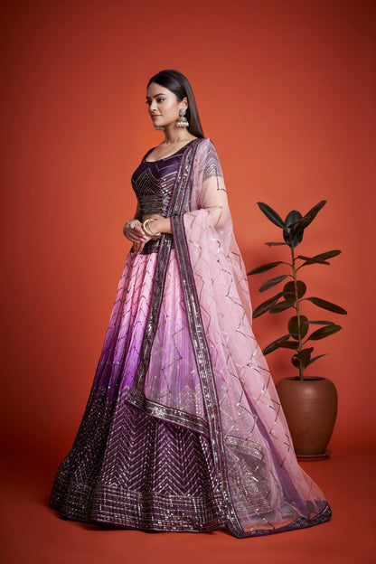 Beautiful Lehenga Choli For wedding Function in Chinon Fabric