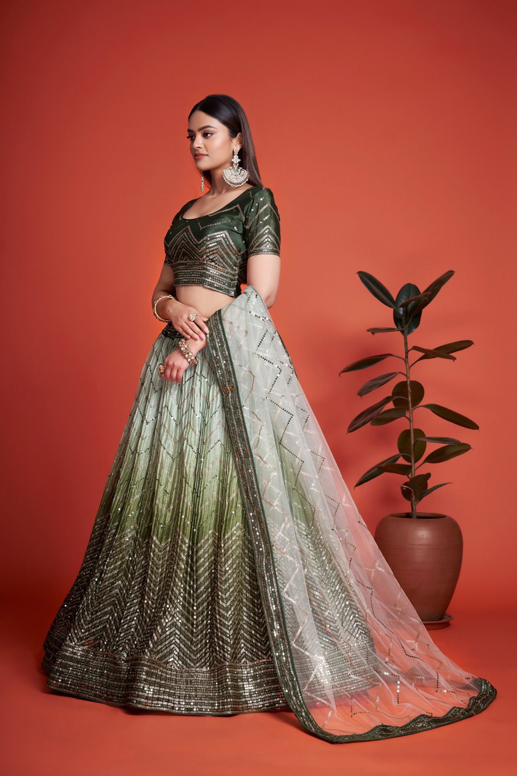 Beautiful Lehenga Choli For wedding Function in Chinon Fabric