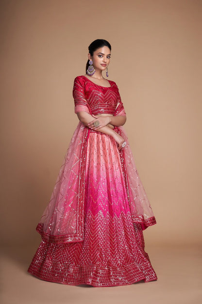 Beautiful Lehenga Choli For wedding Function in Chinon Fabric