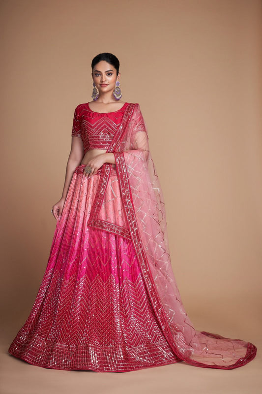 Beautiful Lehenga Choli For wedding Function in Chinon Fabric