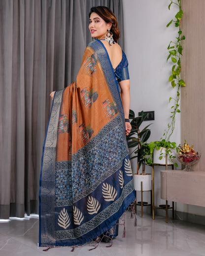 pure handloom linen saree for festive & casual wear