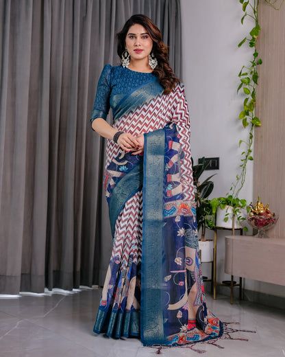 pure handloom linen saree for festive & casual wear