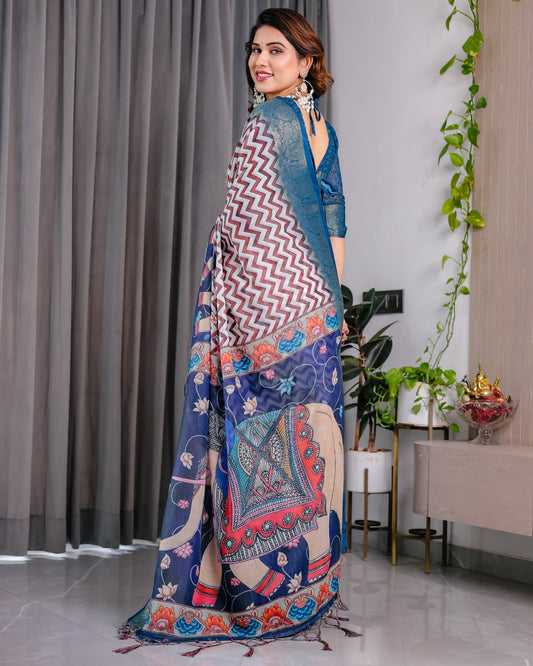 pure handloom linen saree for festive & casual wear