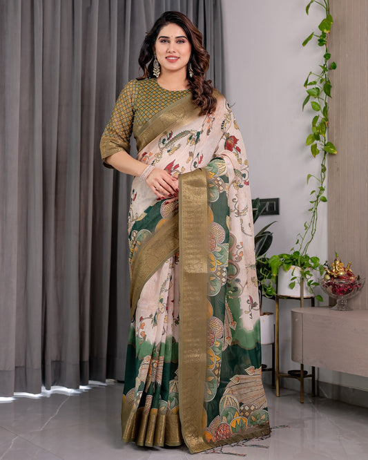 pure handloom linen saree for festive & casual wear