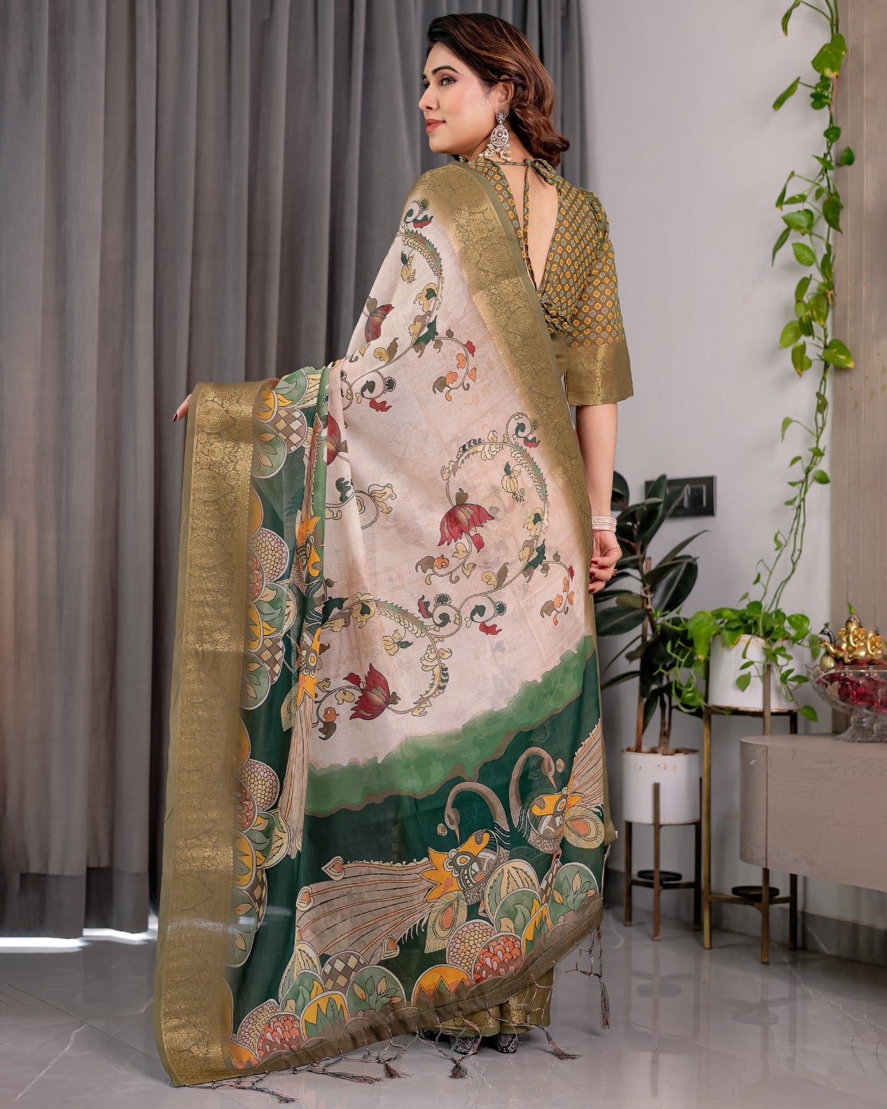 pure handloom linen saree for festive & casual wear