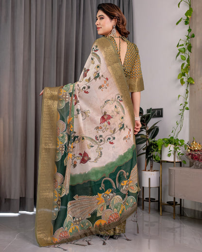 pure handloom linen saree for festive & casual wear