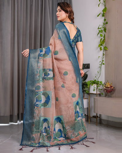 pure handloom linen saree for festive & casual wear