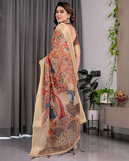 pure handloom linen saree for festive & casual wear