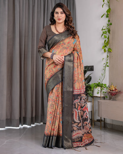 pure handloom linen saree for festive & casual wear