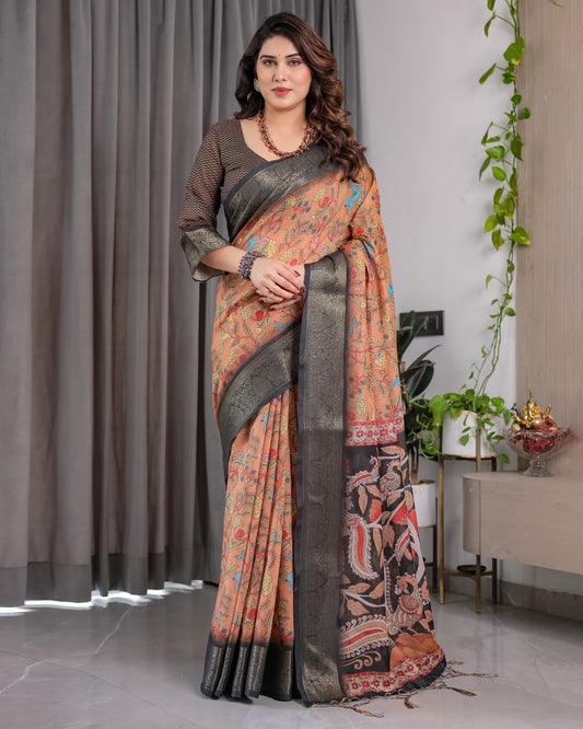 pure handloom linen saree for festive & casual wear