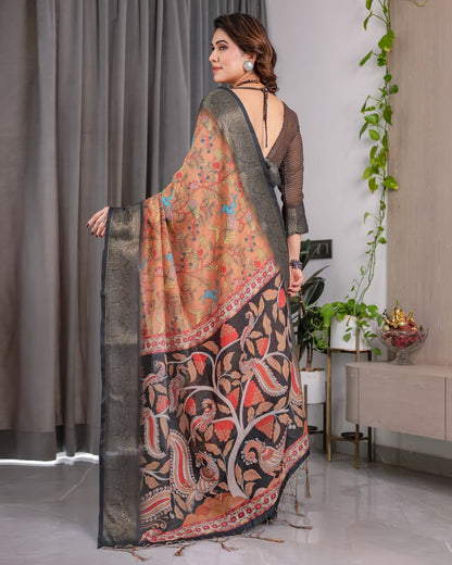 pure handloom linen saree for festive & casual wear