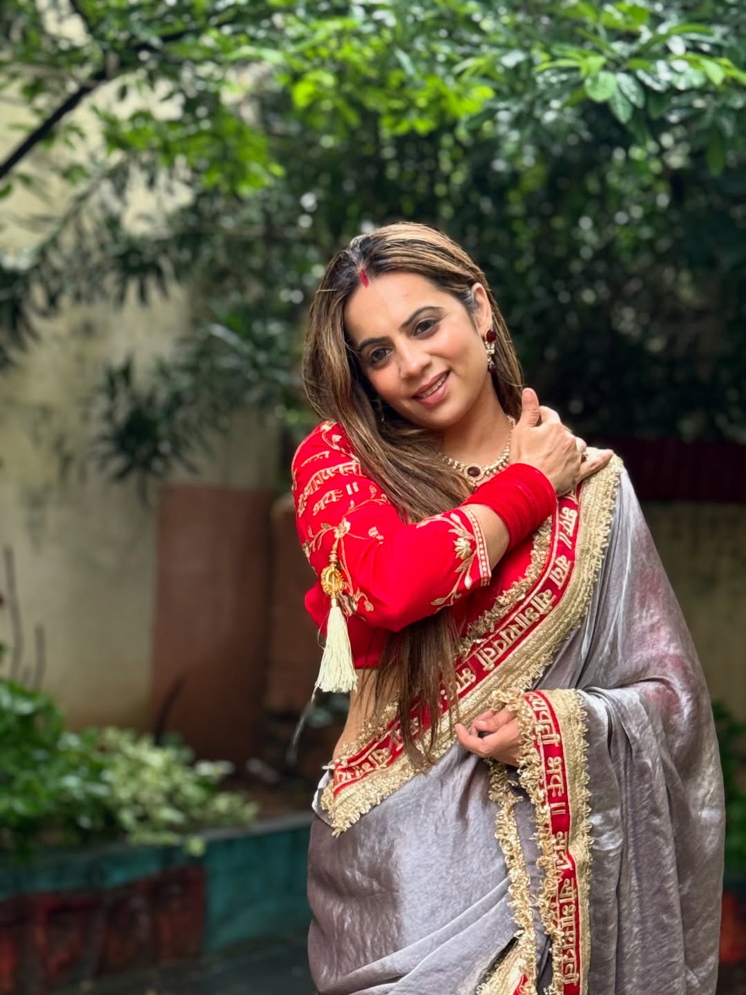 Grey Color Beautiful Partywear Saree