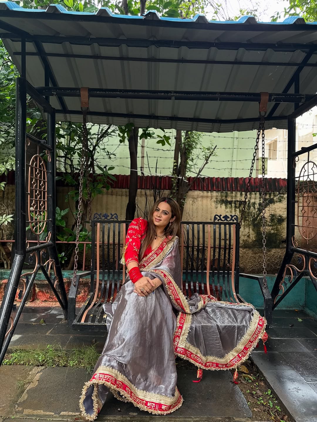 Grey Color Beautiful Partywear Saree