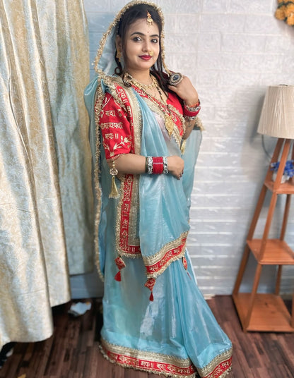 Sky BLue Color Beautiful Partywear Saree