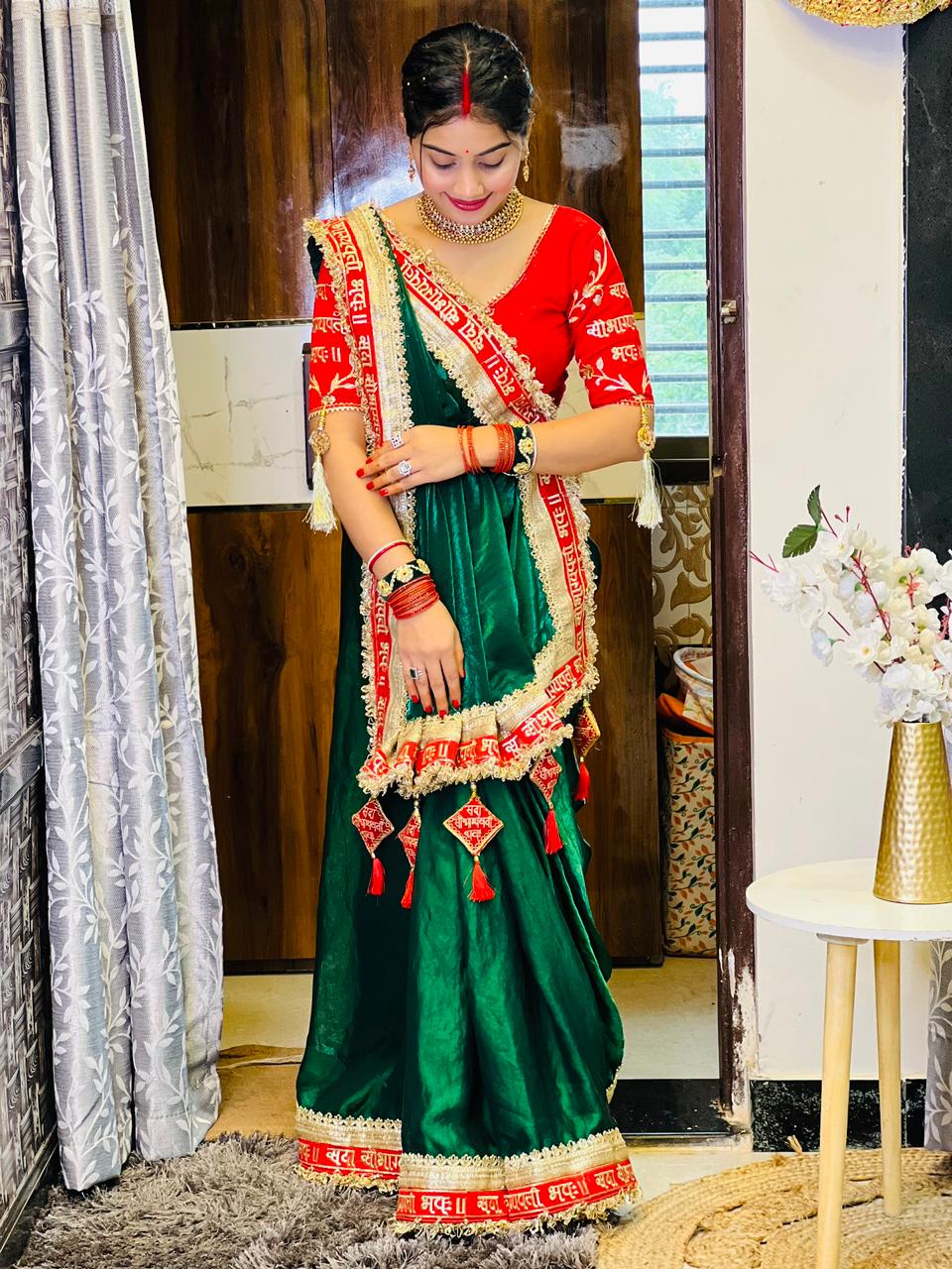 Green Color Beautiful Partywear Saree