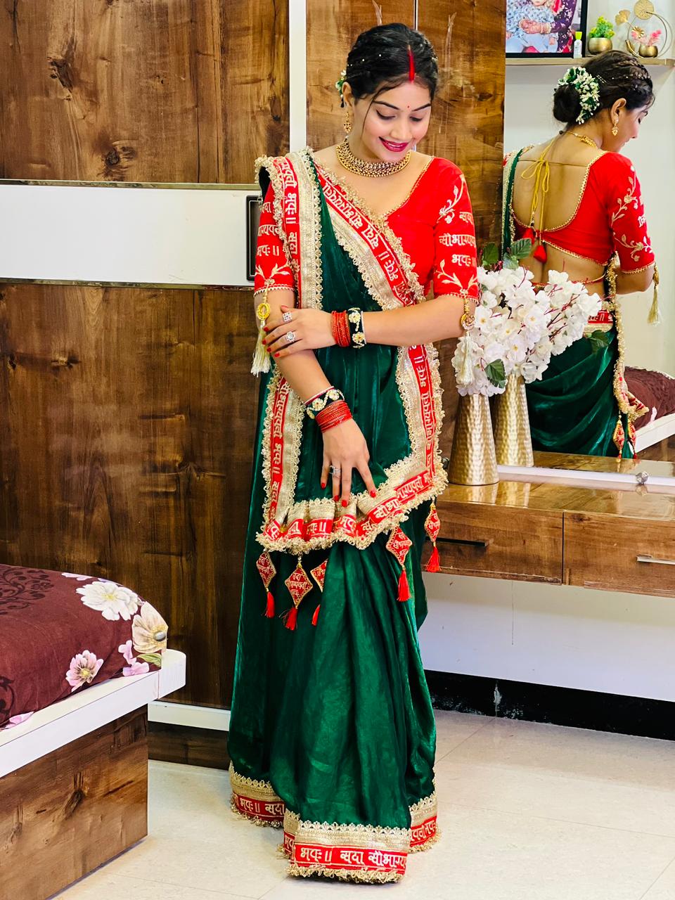 Green Color Beautiful Partywear Saree