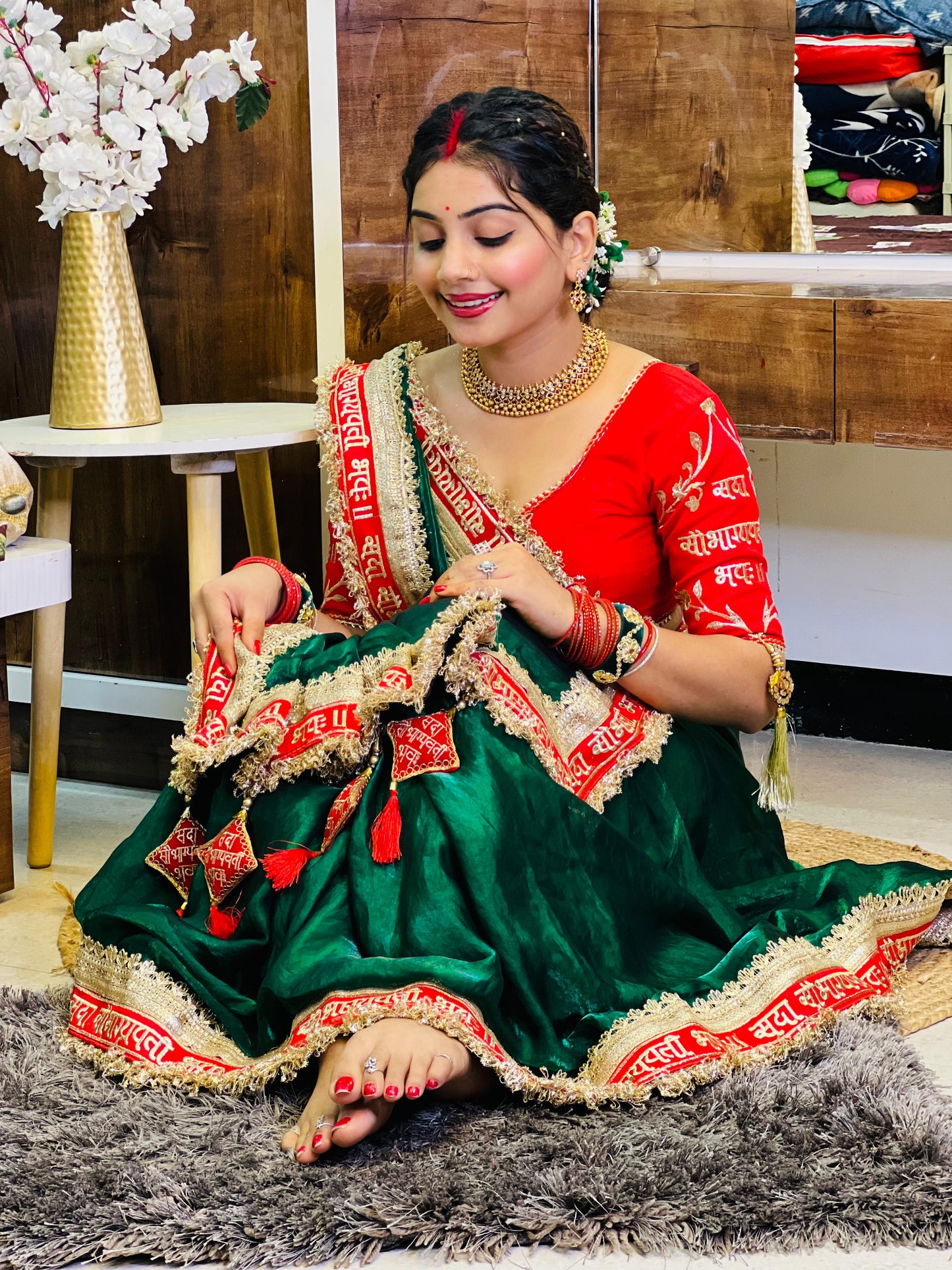 Green Color Beautiful Partywear Saree