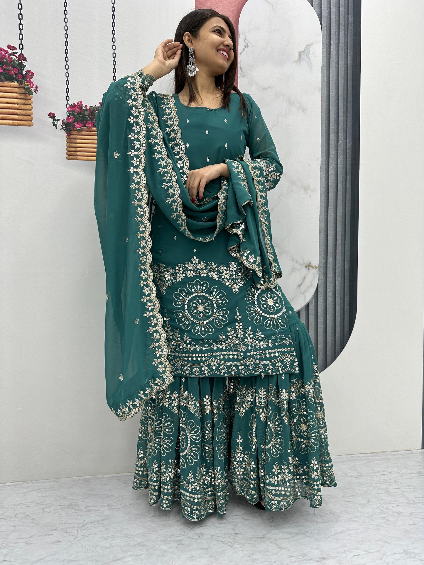 Party Wear Suit Sharara Pair in Georgette fabric