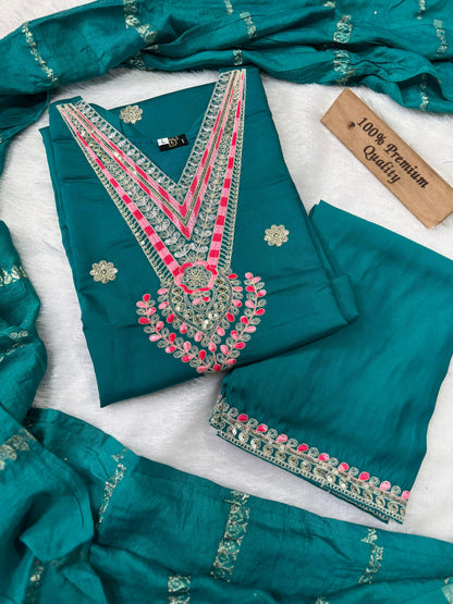 Daily Wear Dress in Roman Silk Fabric in sky blue color