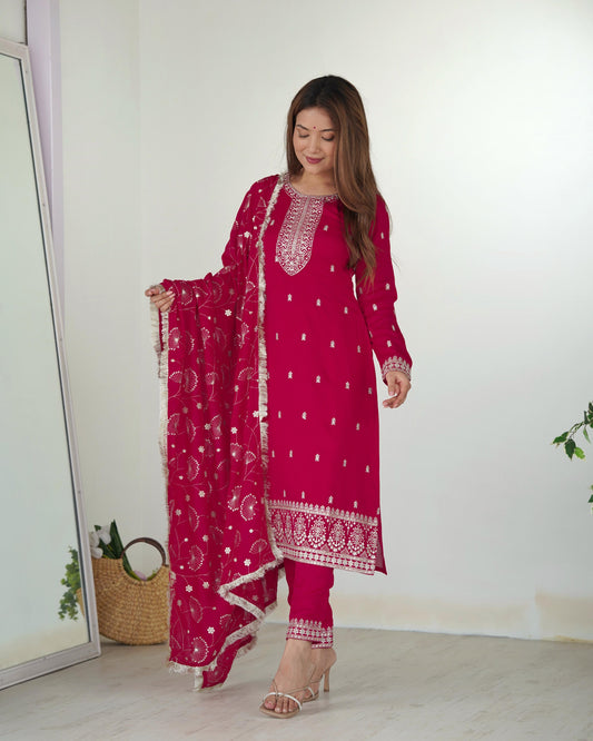 Pink Color Beautiful Partywear Dress in Silk Fabric