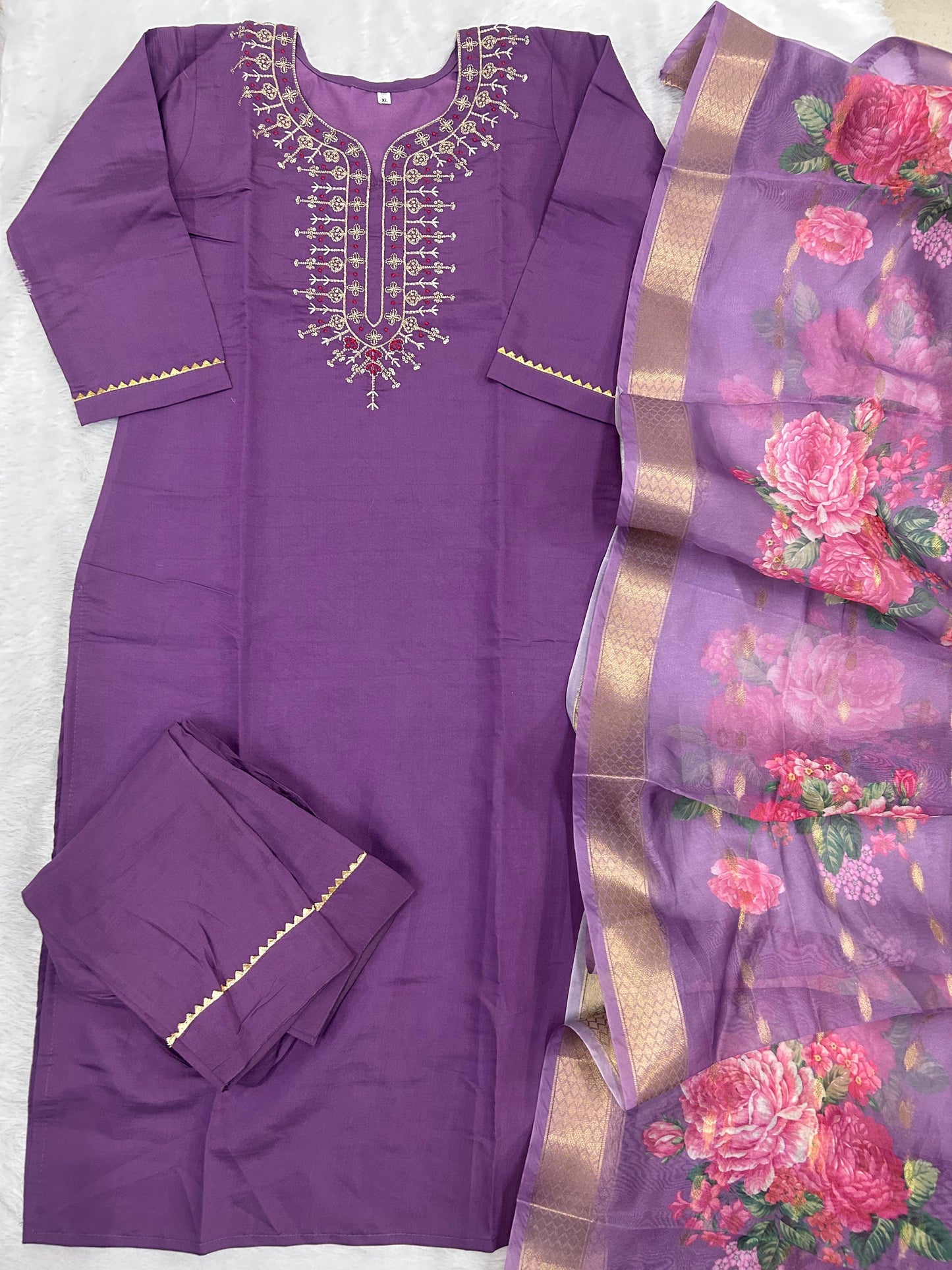 Purple Color Daily Wear Use Kurti Plazo Set