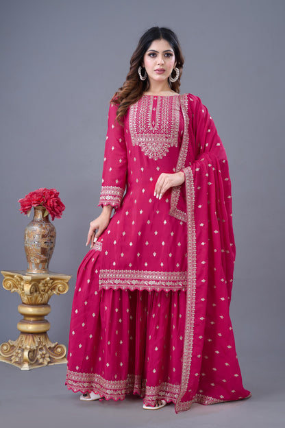 Pink Color Beautiful Partywear Sharara Suit