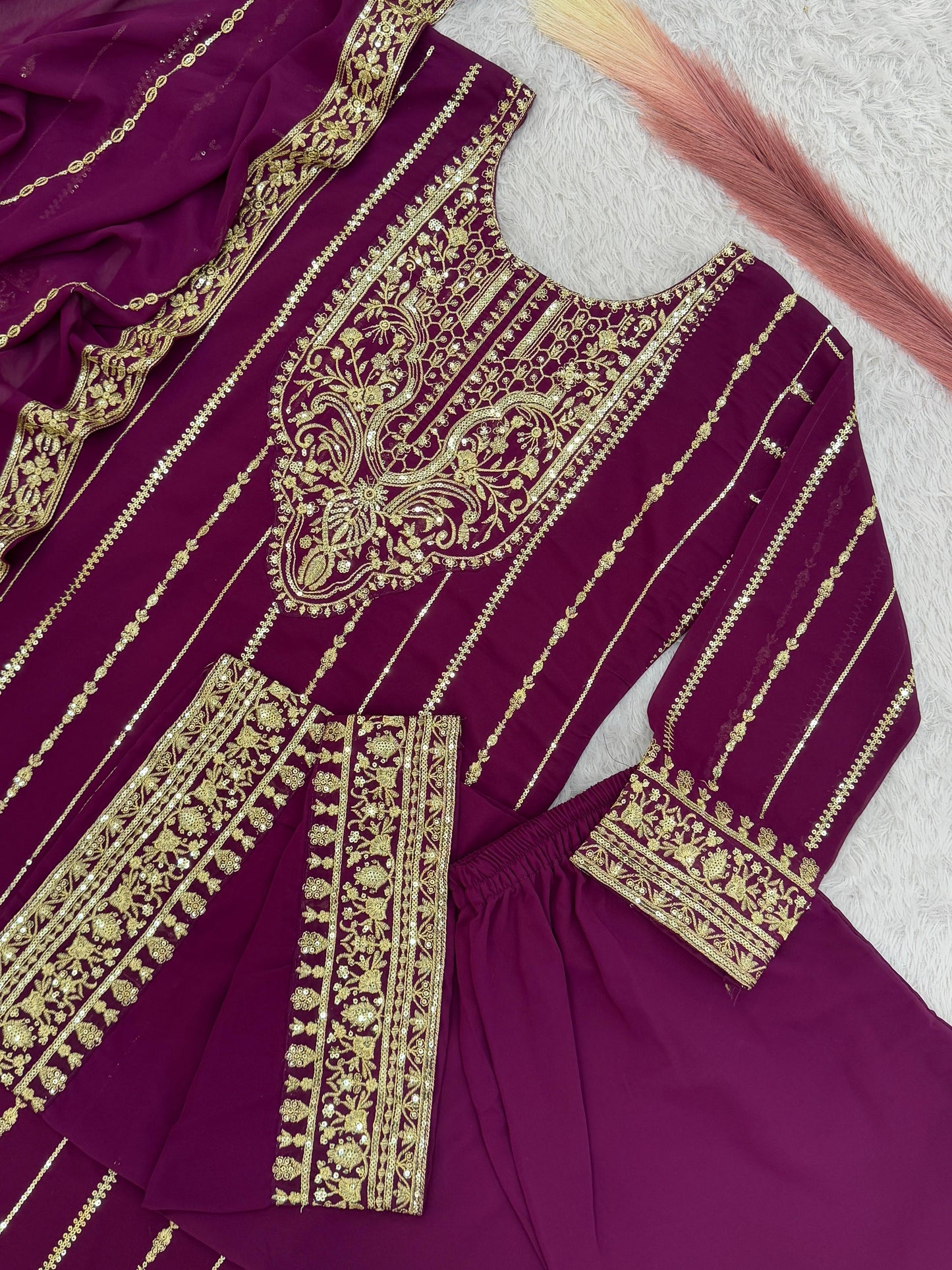 Purple Color Beautiful Partywear Suit