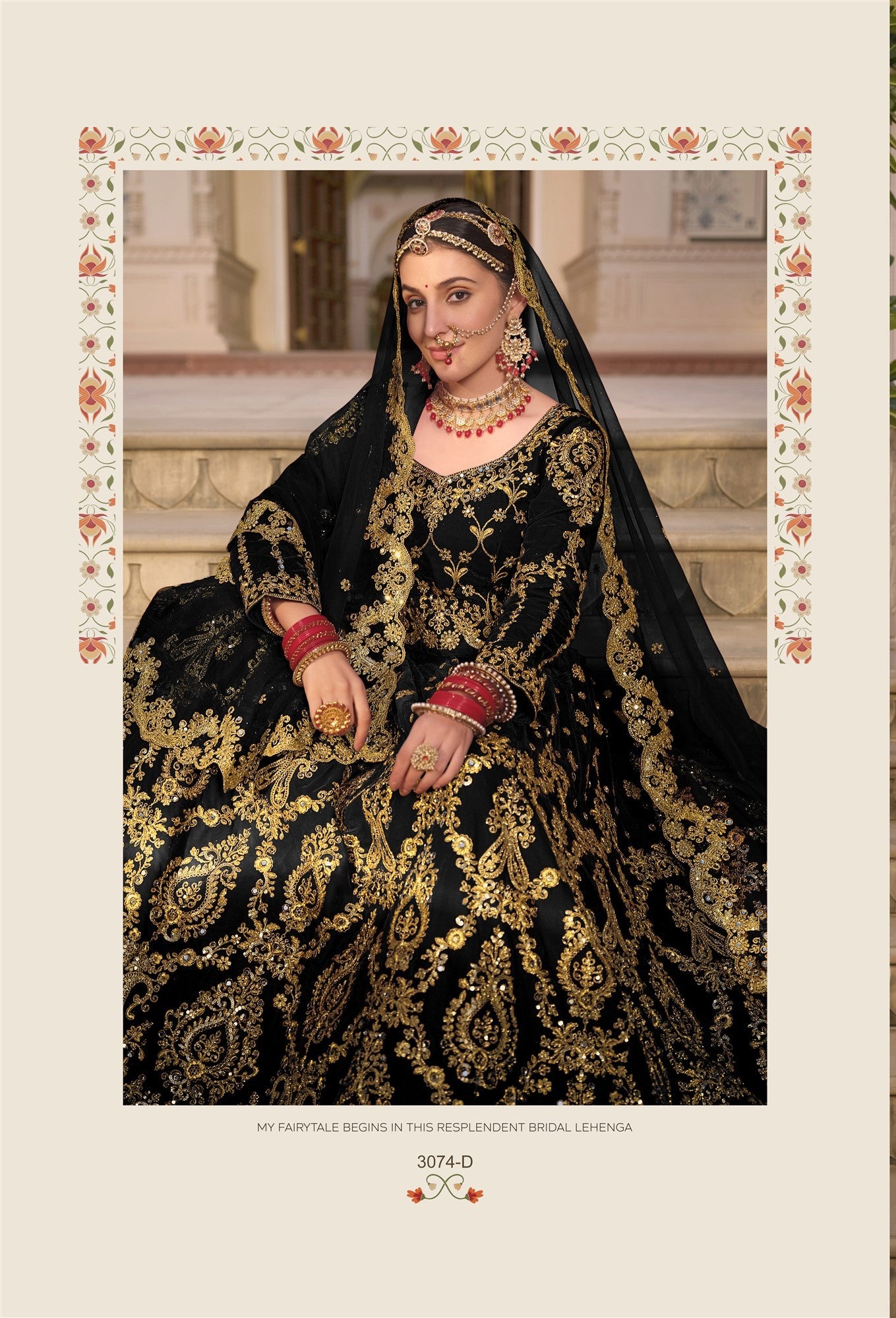 Wedding Culture Lehenga in Velvet Fabric In black Color