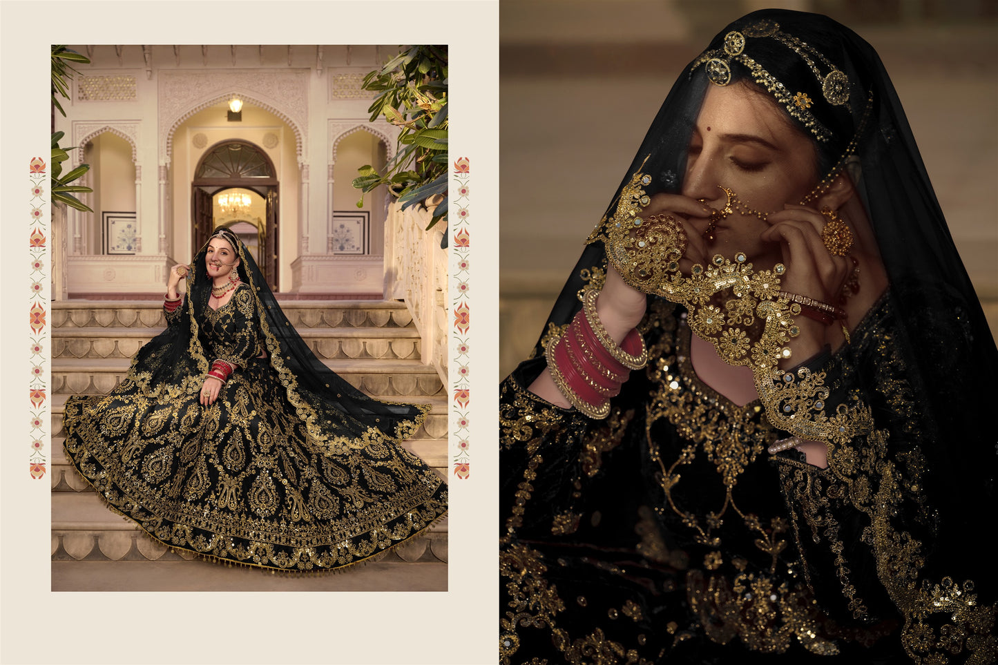 Wedding Culture Lehenga in Velvet Fabric In black Color