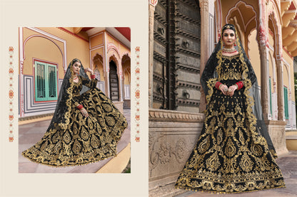 Wedding Culture Lehenga in Velvet Fabric In black Color