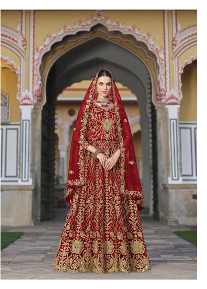 Anarkali Suit Exclusively Designed For The Occasion in Red Color