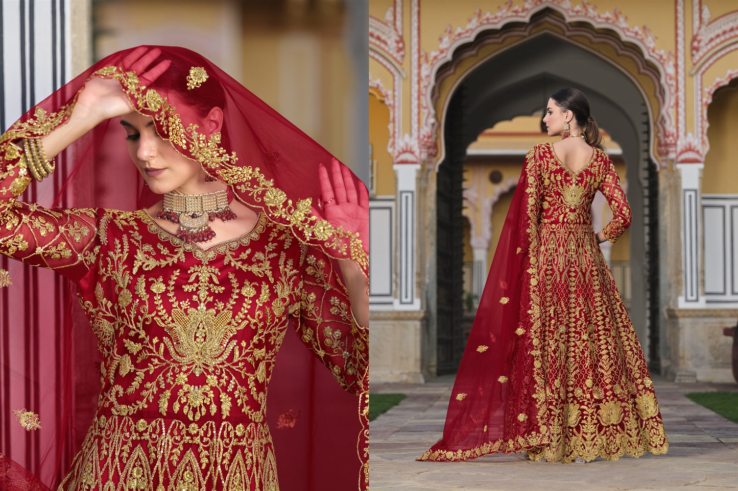 Anarkali Suit Exclusively Designed For The Occasion in Red Color