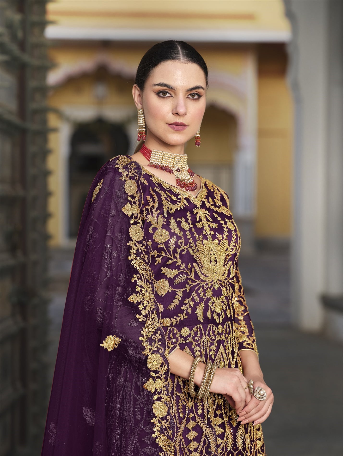 Anarkali Suit Exclusively Designed For The Occasion in Purple Color