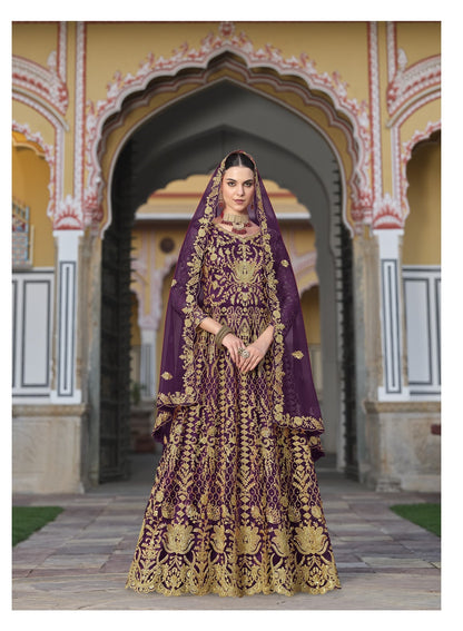 Anarkali Suit Exclusively Designed For The Occasion in Purple Color