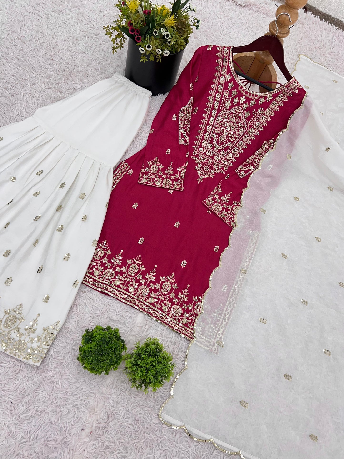 White Pink Color Beautiful Partywear Dress